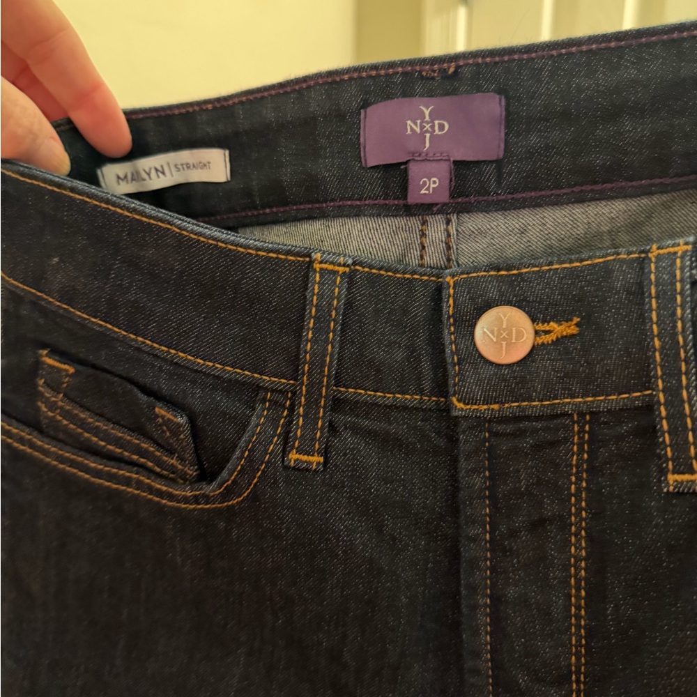 NYDJ Marlyn straight dark wash jeans size 2p - Picture 3 of 8